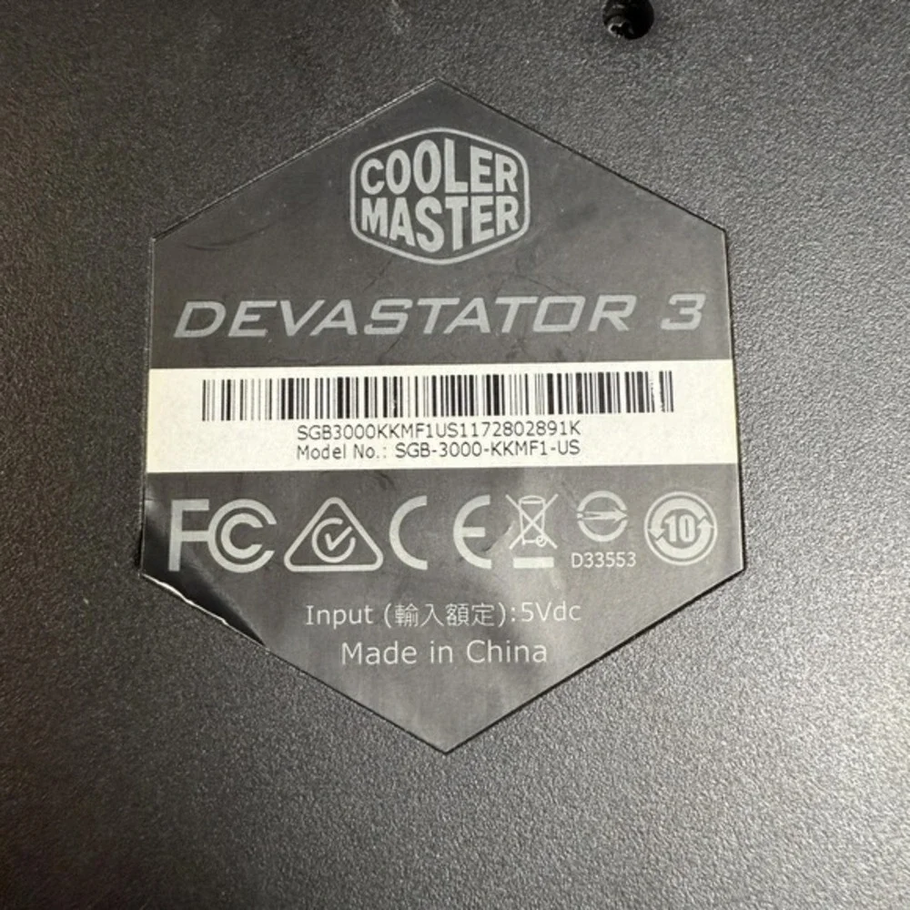 Cooler‎ Master Devastator 3 SGB-3000-KKMF1-US Black Plastic Gaming Keyboard OS
